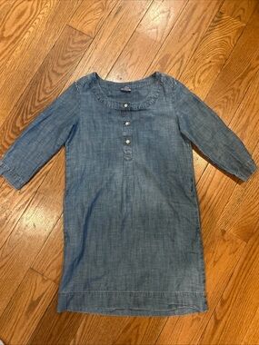 J. Jill XS  Denim Long Sleeve Dress Tencel Button Front Top Tunic Chambray